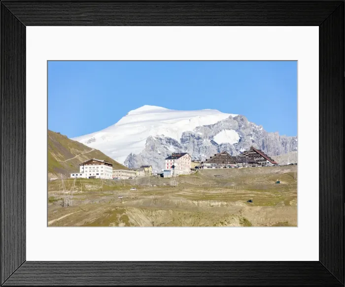 Framed Print : Blue sky frames the snowy peak of Mount Ortles at Stelvio Pass, Valtellina, Lombardy Framed Print : Blue sky frames the snowy peak of Mount Ortles at Stelvio Pass, Valtellina, Lombardy