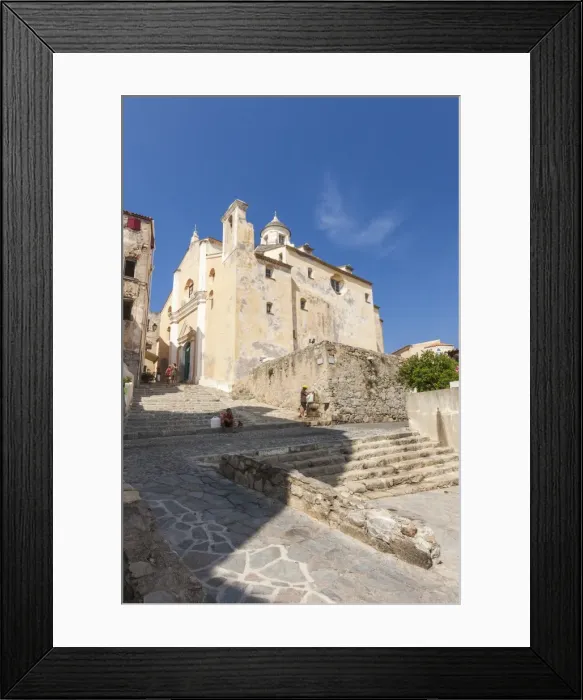 Framed Print : View of the Roman Catholic Cathedral St. Jean Baptiste in Calvi, Balagne Region, northwest Corsica Framed Print : View of the Roman Catholic Cathedral St. Jean Baptiste in Calvi, Balagne Region, northwest Corsica