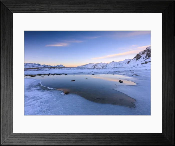 Framed Print : Pink clouds at dawn on the alpine Lake, Piz Umbrail surrounded by snowy peaks, Braulio Valley Framed Print : Pink clouds at dawn on the alpine Lake, Piz Umbrail surrounded by snowy peaks, Braulio Valley