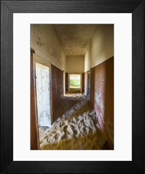 Framed Print : Sand in an old colonial house, old diamond ghost town, Kolmanskop (Colemans Hill) Framed Print : Sand in an old colonial house, old diamond ghost town, Kolmanskop (Colemans Hill)