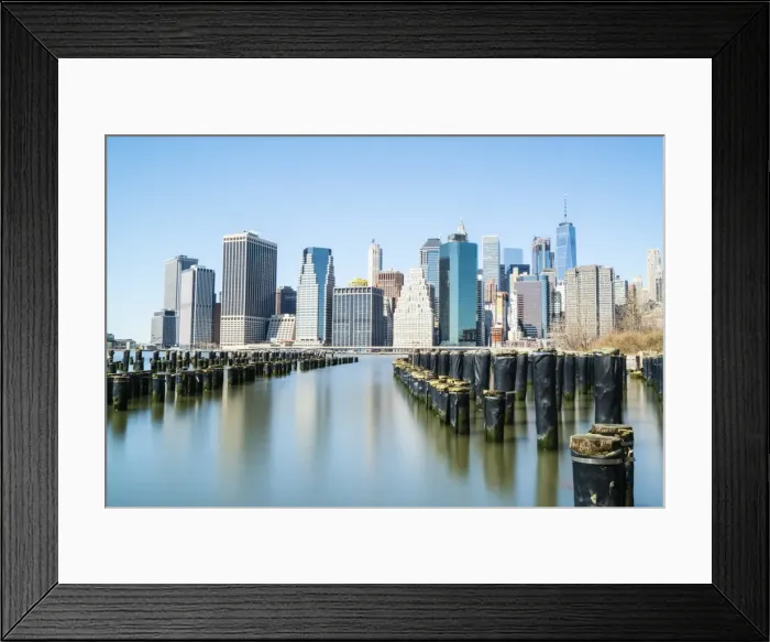 Framed Print : Lower Manhattan skyline viewed from Brooklyn side of East River, New York City, United Framed Print : Lower Manhattan skyline viewed from Brooklyn side of East River, New York City, United