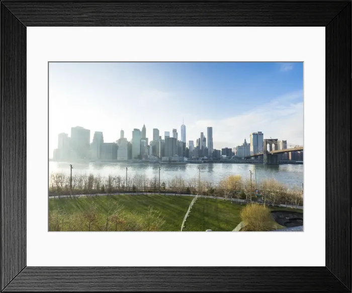 Framed Print : Lower Manhattan skyline and Brooklyn Bridge, New York City, United States of America
