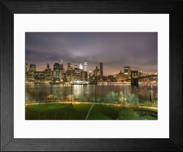 Framed Print : Manhattan skyline and Brooklyn Bridge, before sunrise, New York City, United States of America Framed Print : Manhattan skyline and Brooklyn Bridge, before sunrise, New York City, United States of America