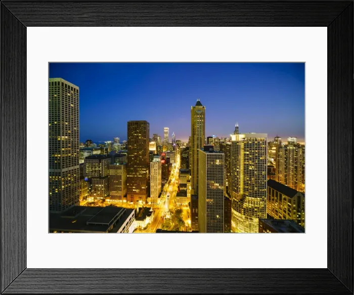 Framed Print : City skyline by night, Chicago, Illinois, United States of America, North America Framed Print : City skyline by night, Chicago, Illinois, United States of America, North America