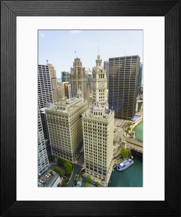 Framed Print : High view of the Wrigley Building, Chicago, Illinois, United States of America, North Framed Print : High view of the Wrigley Building, Chicago, Illinois, United States of America, North