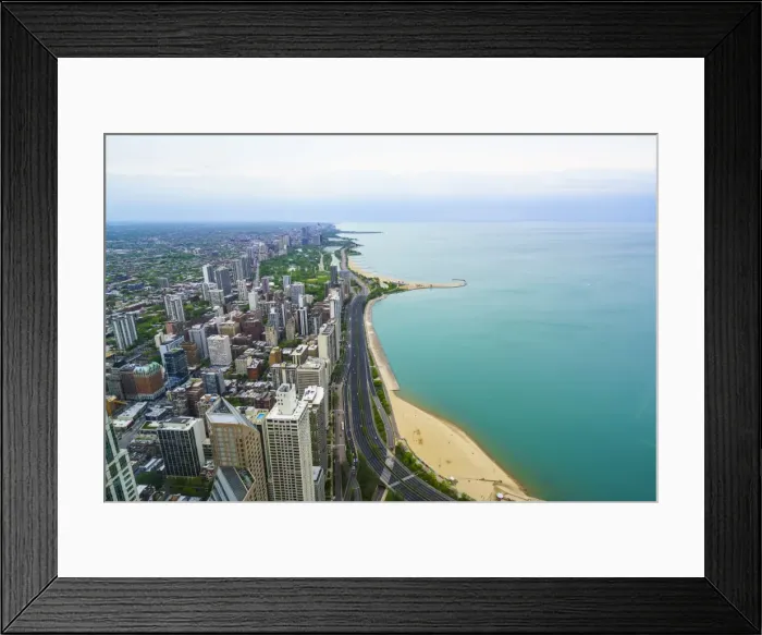 Framed Print : Chicago skyline and Lake Michigan, Chicago, Illinois, United States of America, North Framed Print : Chicago skyline and Lake Michigan, Chicago, Illinois, United States of America, North