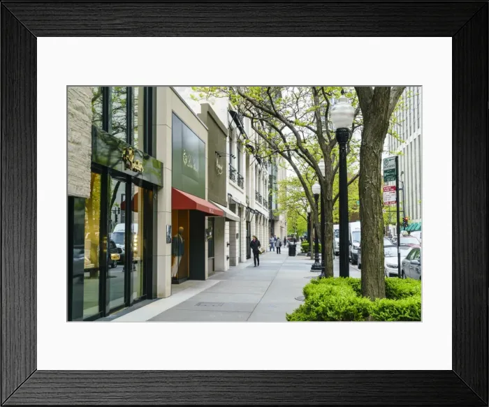Framed Print : Upscale shopping street, Chicago, Illinois, United States of America, North America Framed Print : Upscale shopping street, Chicago, Illinois, United States of America, North America