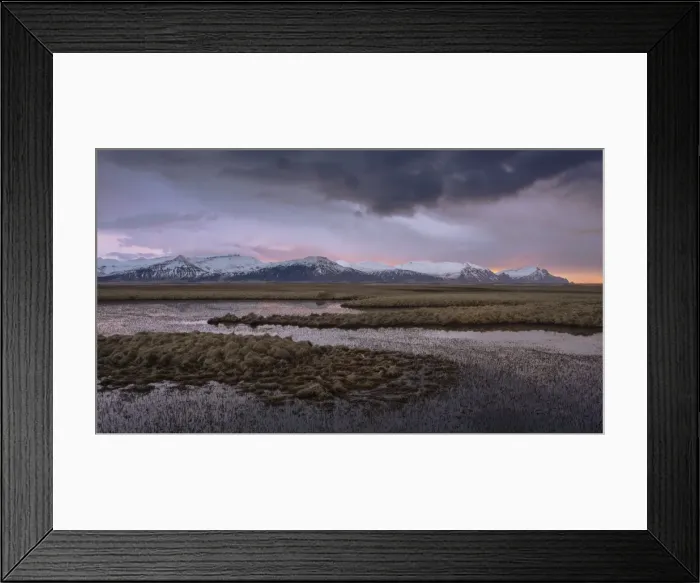 Framed Print : Sunrise over snow-covered mountains and lakes in east Iceland, Polar Regions Framed Print : Sunrise over snow-covered mountains and lakes in east Iceland, Polar Regions