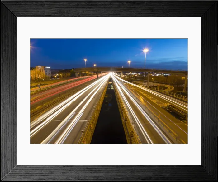 Framed Print : M8 Motorway trail lights, Kingston Bridge, Glasgow, Scotland, United Kingdom, Europe Framed Print : M8 Motorway trail lights, Kingston Bridge, Glasgow, Scotland, United Kingdom, Europe