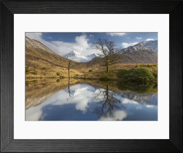 Framed Print : Tranquil loch reflection in Glen Etive, Glencoe, Highlands, Scotland, United Kingdom Framed Print : Tranquil loch reflection in Glen Etive, Glencoe, Highlands, Scotland, United Kingdom