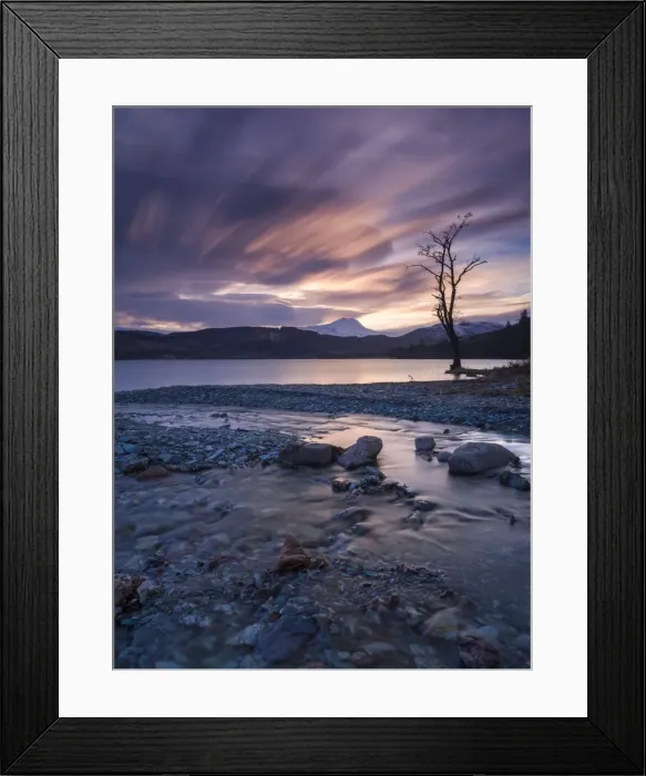 Framed Print : Sun setting over Ben Lomond and Loch Ard near Aberfoyle in the Lomond Trossachs National Park Framed Print : Sun setting over Ben Lomond and Loch Ard near Aberfoyle in the Lomond Trossachs National Park