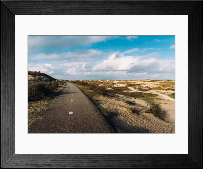 Framed Print : A paved cycling path along the Dutch coast, Zeevort, The Netherlands, Europe Framed Print : A paved cycling path along the Dutch coast, Zeevort, The Netherlands, Europe