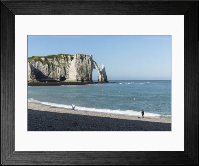 Framed Print : People on the beach and Porte d Aval in the background, Etretat, Normandy, France, Europe Framed Print : People on the beach and Porte d Aval in the background, Etretat, Normandy, France, Europe