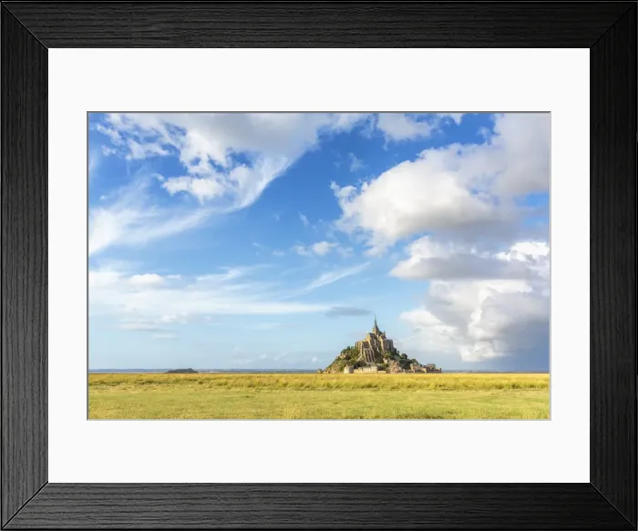 Framed Print : Clouds in the sky and grass in the foreground, Mont-Saint-Michel, UNESCO World Heritage Site Framed Print : Clouds in the sky and grass in the foreground, Mont-Saint-Michel, UNESCO World Heritage Site