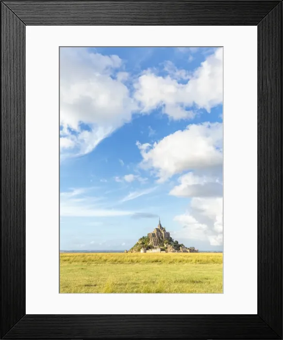 Framed Print : Clouds in the sky and grass in the foreground, Mont-Saint-Michel, UNESCO World Heritage Site Framed Print : Clouds in the sky and grass in the foreground, Mont-Saint-Michel, UNESCO World Heritage Site