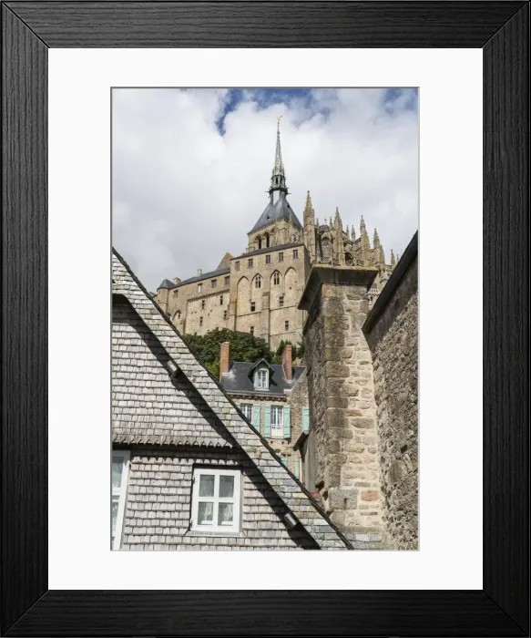 Framed Print : View of Mont Saint-Michel Abbey from below, UNESCO World Heritage Site, Mont-Saint-Michel