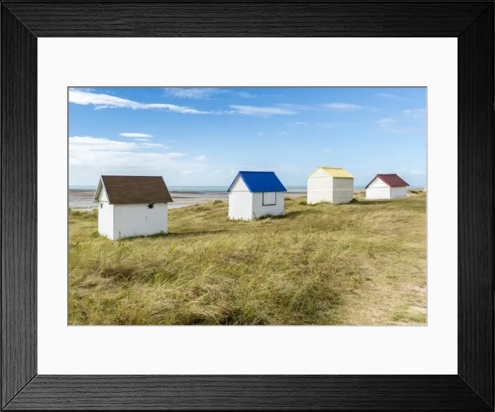 Framed Print : Beach huts, Gouville-sur-Mer, Normandy, France, Europe Framed Print : Beach huts, Gouville-sur-Mer, Normandy, France, Europe