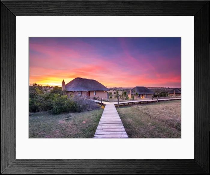 Framed Print : Hlosi Game Lodge during a spectacular sunset over the Amakhala Game Reserve on the Eastern Cape Framed Print : Hlosi Game Lodge during a spectacular sunset over the Amakhala Game Reserve on the Eastern Cape