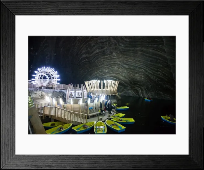 Framed Print : Underground lake in the Salt Mine, Salina Turda museum in Transylvania, Romania, Europe Framed Print : Underground lake in the Salt Mine, Salina Turda museum in Transylvania, Romania, Europe