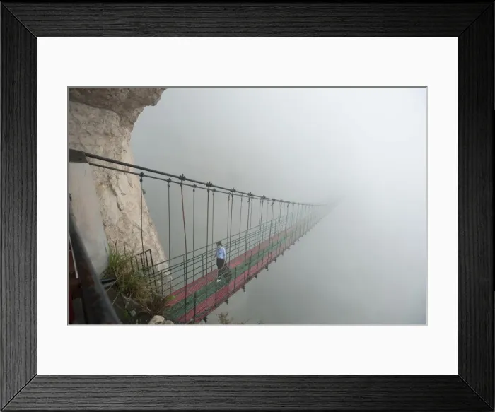 Framed Print : Hanging bridge at the Divine Cliffs, North Yandang Scenic Area, Wenzhou, Zhejiang Province Framed Print : Hanging bridge at the Divine Cliffs, North Yandang Scenic Area, Wenzhou, Zhejiang Province
