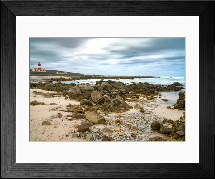 Framed Print : Lighthouse and bay at the southernmost tip of Africa, Cape Agulhas, Western Cape Framed Print : Lighthouse and bay at the southernmost tip of Africa, Cape Agulhas, Western Cape