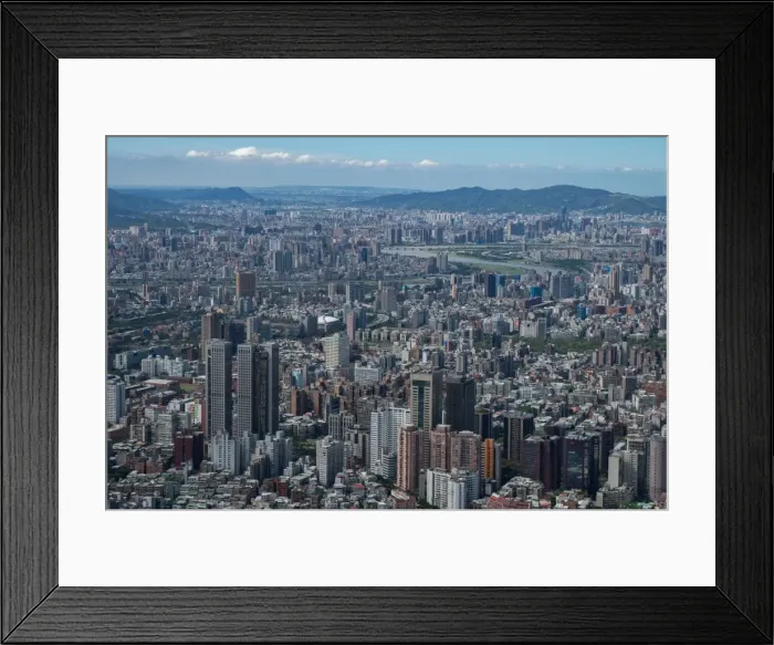 Framed Print : Taipei cityscape as seen from Taipei 101, the worlds eighth tallest building at 1667 ft Framed Print : Taipei cityscape as seen from Taipei 101, the worlds eighth tallest building at 1667 ft