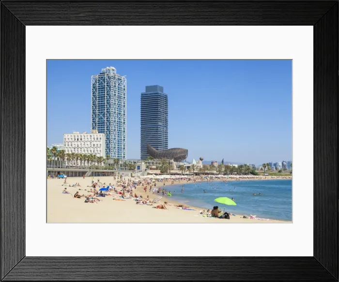 Framed Print : People sunbathing on Barcelona beach, Barceloneta, Barcelona, Catalonia (Catalunya) Framed Print : People sunbathing on Barcelona beach, Barceloneta, Barcelona, Catalonia (Catalunya)