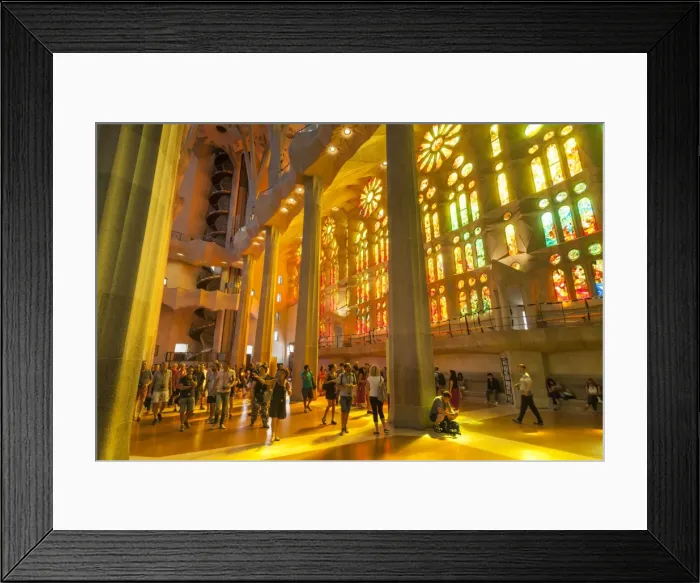 Framed Print : La Sagrada Familia church, basilica interior with stained glass windows by Antoni Gaudi Framed Print : La Sagrada Familia church, basilica interior with stained glass windows by Antoni Gaudi