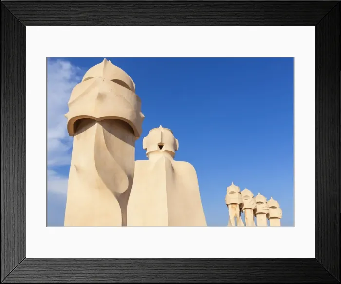 Framed Print : Chimney sculptures on the roof of Casa Mila (La Pedrera) by Antoni Gaudi, UNESCO Framed Print : Chimney sculptures on the roof of Casa Mila (La Pedrera) by Antoni Gaudi, UNESCO