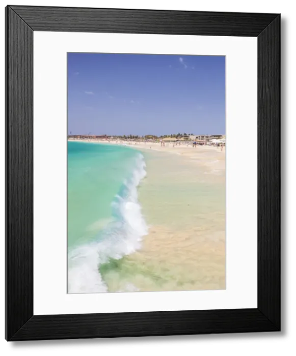 Framed Print : Waves breaking on the sandy beach in Santa Maria, Praia de Santa Maria, Baia de Santa Maria Framed Print : Waves breaking on the sandy beach in Santa Maria, Praia de Santa Maria, Baia de Santa Maria