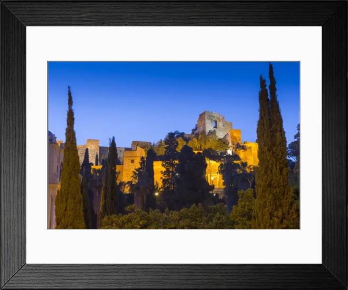 Framed Print : Illuminated view of the walls of Alcazaba, Malaga, Costa del Sol, Andalusia, Spain Framed Print : Illuminated view of the walls of Alcazaba, Malaga, Costa del Sol, Andalusia, Spain