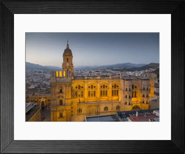 Framed Print : Elevated view of Malaga Cathedral at dusk, Malaga, Costa del Sol, Andalusia, Spain Framed Print : Elevated view of Malaga Cathedral at dusk, Malaga, Costa del Sol, Andalusia, Spain