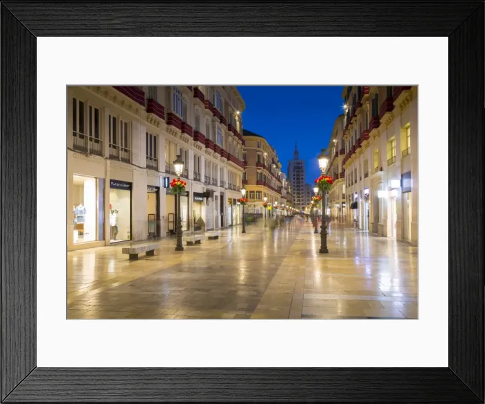 Framed Print : Calle Marques de Larios at dusk, Malaga, Costa del Sol, Andalusia, Spain, Europe Framed Print : Calle Marques de Larios at dusk, Malaga, Costa del Sol, Andalusia, Spain, Europe