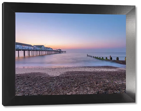 Southwold Pier at dawn, Southwold, Suffolk, England, United Kingdom, Europe
