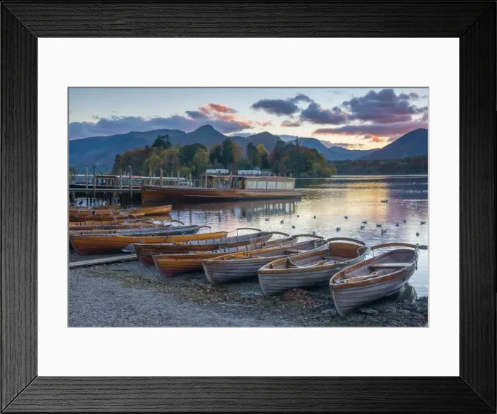 Framed Print : Rowing boats for hire, Keswick, Derwentwater, Lake District National Park, Cumbria Framed Print : Rowing boats for hire, Keswick, Derwentwater, Lake District National Park, Cumbria