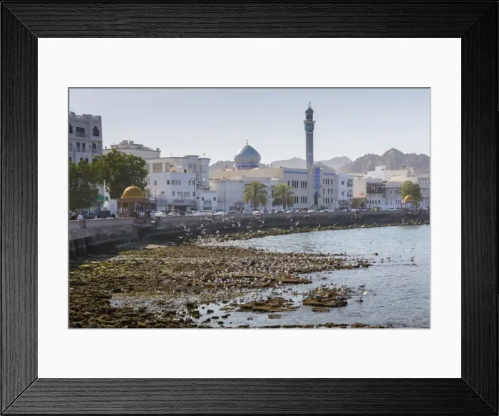 Framed Print : View of the Al Rasool Al Adham Mosque and Corniche at Muttrah, Muscat, Oman, Middle East