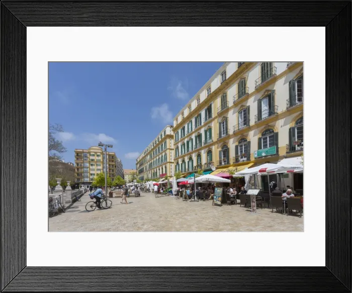 Framed Print : Restaurants and cafes in Plaza de la Merced, Malaga, Costa del Sol, Andalusia, Spain Framed Print : Restaurants and cafes in Plaza de la Merced, Malaga, Costa del Sol, Andalusia, Spain