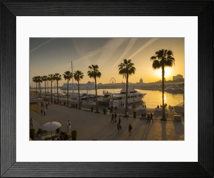 Framed Print : Sunset over Malaga Marina, Malaga, Costa del Sol, Andalusia, Spain, Europe Framed Print : Sunset over Malaga Marina, Malaga, Costa del Sol, Andalusia, Spain, Europe