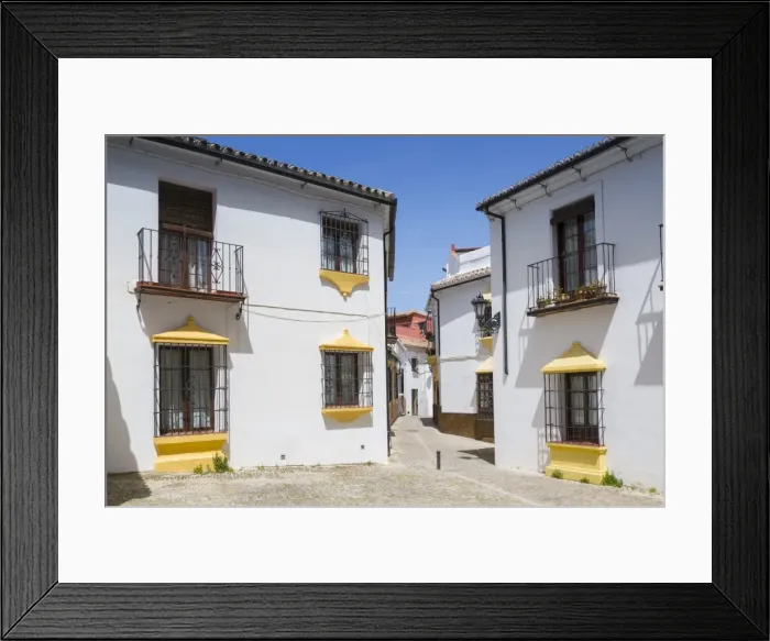 Framed Print : Traditional Spanish whitewashed houses near Plaza Duquesa de Parcent, Ronda, Andalusia Framed Print : Traditional Spanish whitewashed houses near Plaza Duquesa de Parcent, Ronda, Andalusia