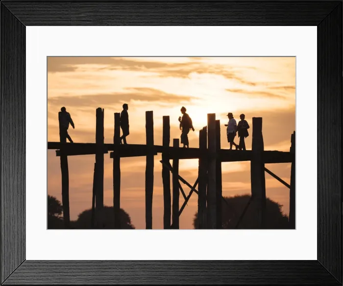 Framed Print : View of U-Bein Bridge at sunset, Amarapura, Mandalay, Mandalay Region, Myanmar (Burma) Framed Print : View of U-Bein Bridge at sunset, Amarapura, Mandalay, Mandalay Region, Myanmar (Burma)