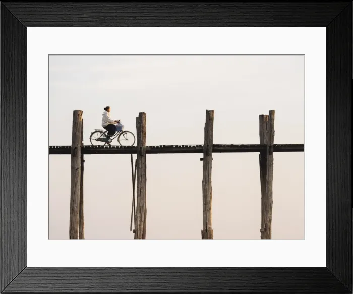 Framed Print : View of U-Bein Bridge at dawn, Amarapura, Mandalay, Mandalay Region, Myanmar (Burma) Framed Print : View of U-Bein Bridge at dawn, Amarapura, Mandalay, Mandalay Region, Myanmar (Burma)