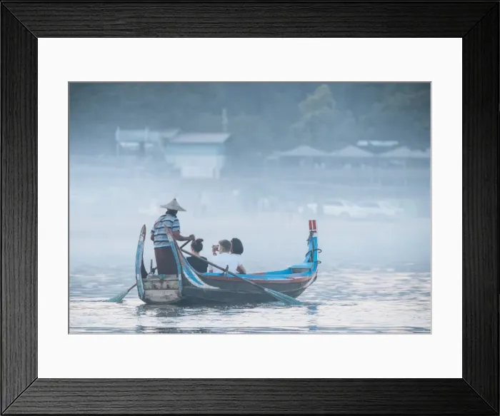 Framed Print : Tourist boats enjoying view of U-Bein Bridge at sunset, Mandalay, Mandalay Region Framed Print : Tourist boats enjoying view of U-Bein Bridge at sunset, Mandalay, Mandalay Region
