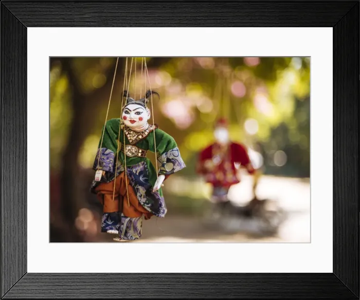 Framed Print : Traditional puppets hanging from tree, Bagan (Pagan), Mandalay Region, Myanmar (Burma) Framed Print : Traditional puppets hanging from tree, Bagan (Pagan), Mandalay Region, Myanmar (Burma)