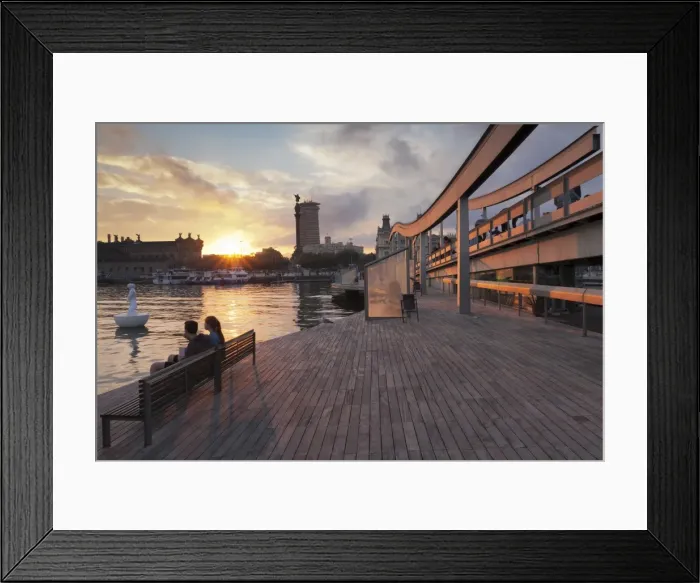 Framed Print : Rambla del Mar at Port Vell, Edificio Colon Tower and Columbus Monument (Monument a Colom) Framed Print : Rambla del Mar at Port Vell, Edificio Colon Tower and Columbus Monument (Monument a Colom)