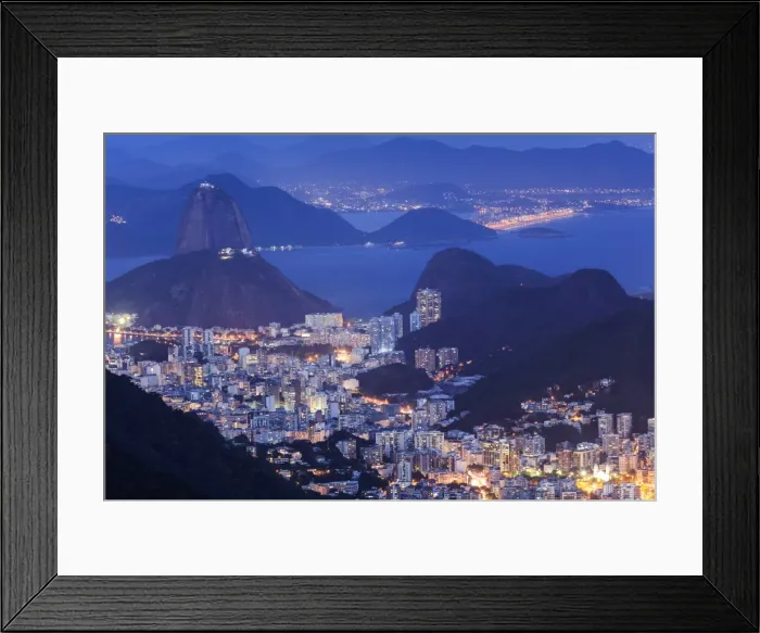 Framed Print : View of the Sugar Loaf and Guanabara Bay at night from Tijuca National Park, Rio de Janeiro Framed Print : View of the Sugar Loaf and Guanabara Bay at night from Tijuca National Park, Rio de Janeiro