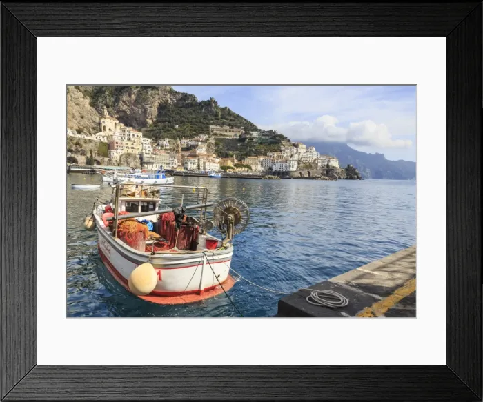 Framed Print : Fishing boats in Amalfi harbour, Amalfi Coast, UNESCO World Heritage Site, Campania Framed Print : Fishing boats in Amalfi harbour, Amalfi Coast, UNESCO World Heritage Site, Campania