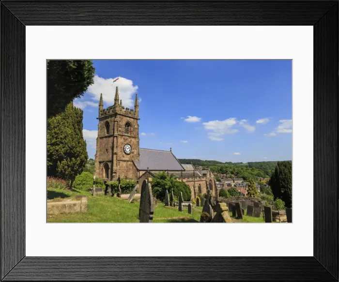 Framed Print : St. Giles Church and rolling hills surrounding Matlock in spring, Derbyshire Dales Framed Print : St. Giles Church and rolling hills surrounding Matlock in spring, Derbyshire Dales