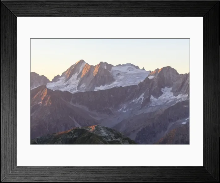 Framed Print : Rocky peak of Cima Presanella seen from Monte Tonale at dawn, Valcamonica, border Lombardy Framed Print : Rocky peak of Cima Presanella seen from Monte Tonale at dawn, Valcamonica, border Lombardy