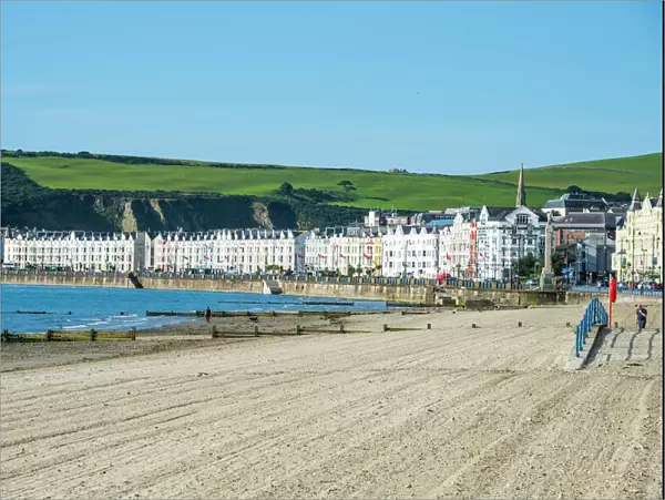 Beach on the seafront of Douglas, Isle of Man, crown dependency of the United Kingdom