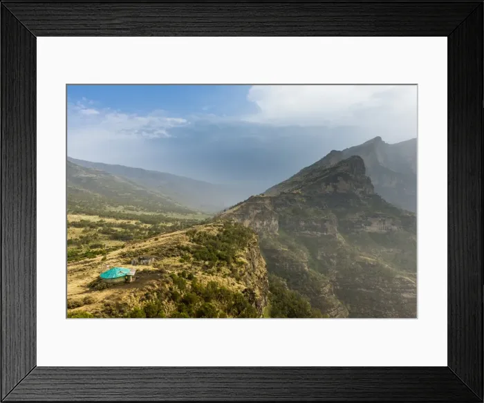 Framed Print : Community house on the edge of a cliff, Simien Mountains National Park, UNESCO World Heritage Site Framed Print : Community house on the edge of a cliff, Simien Mountains National Park, UNESCO World Heritage Site